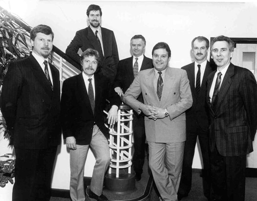 Early days at Genzyme, L to R - M Parish; D Bush; P Edwards; G Cox; R Sparrow; R Barker & Terry.  