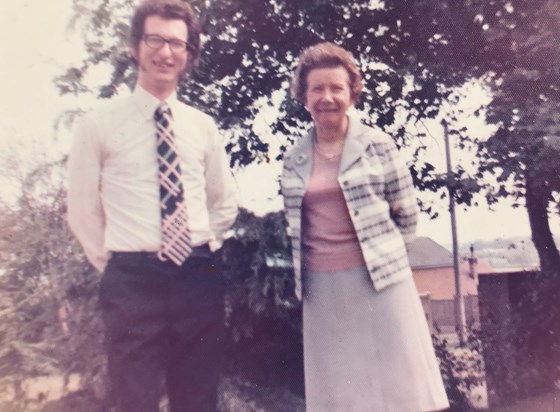 Mrs Gretton with new head, Mr Wilson at Tollerton Primary School on the day Mrs Gretton retired - May 1976