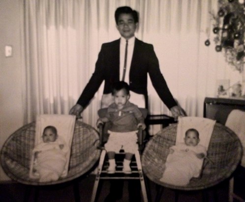 Proud Father With Twins - Gloria & Helena; Angela 1yrs old 