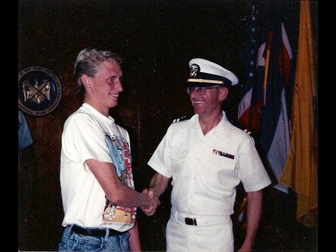 Glen Riddle Navy Chaplain with rank of Lieutenant at A.D.'s Marine Corps swearing in ceremony