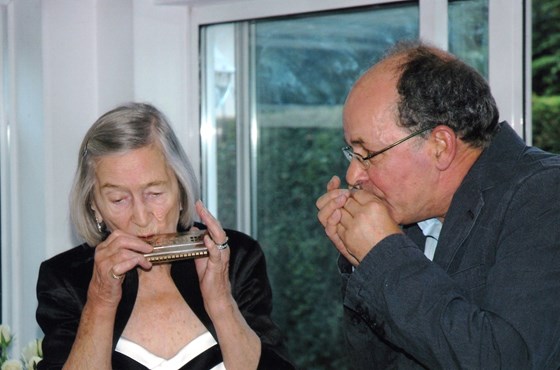 mum, steve on harmonicas