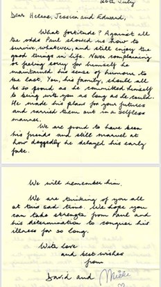 Letter from David and Mieke Earl 