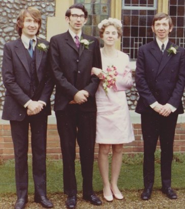 Andrew (L) and Tim (R) as ushers at Philip's wedding to Margaret (1972)