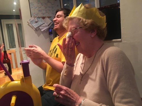 Playing Pie Face with the family at Christmas 