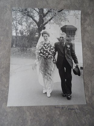 Mom arriving with her granddad for her wedding.