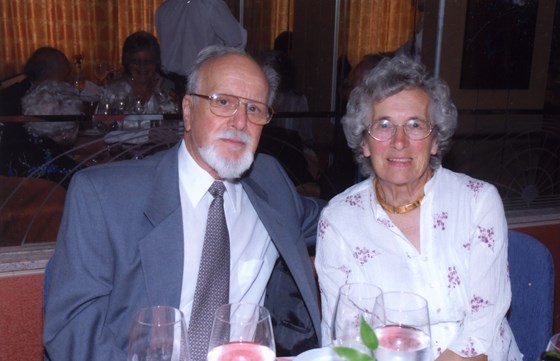 Len and Peggy on their Golden Wedding Anniversary 'Norway' Cruise.