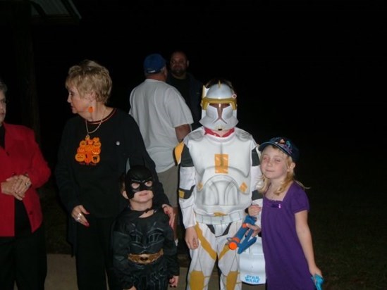 Momma w/ her Grandsons -Paden{Batman] & Garrett[Storm Trooper]  Trunk or Treat 10/31/10