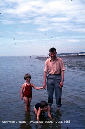 Geoff with daughters in 1966