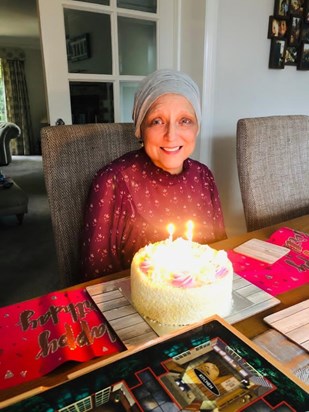 My beautiful brave wife celebrating her birthday just 12 days after coming home from having her stem cell transplant in 2020. Love you loads Nigel x