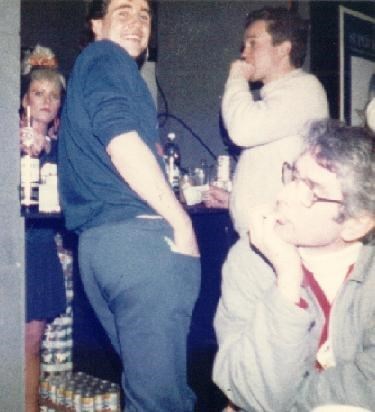 Super Bowl party - Jan 86 - The Video Cafe - Martin was trying to chat up Sarah Greene from Going Live :-)