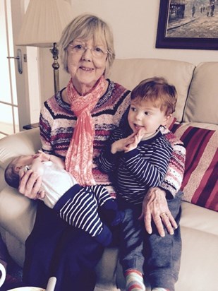 With her Great Grandchildren, Aidan and Sam