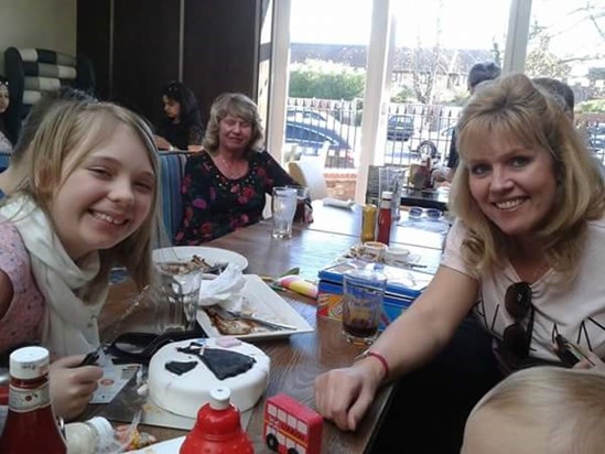 Audrey with Shirley and ellie at their joint birthday celebrations in 2014 x