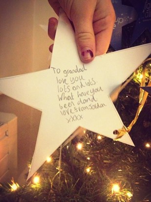 Jordon (Ian's grandaughter ) put a star for him on the light up a life tree, so sweet :'-) xx