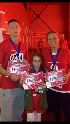 Shayne,Jordon & Kerry after doing the midnight walk to raise money for Rotherham hospice ♥ 