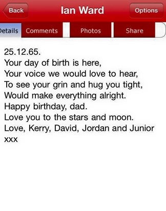 Kerry's beautiful birthday tribute for her Dad xx