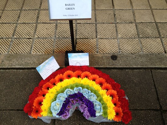 Bailey's funeral rainbow flowers x