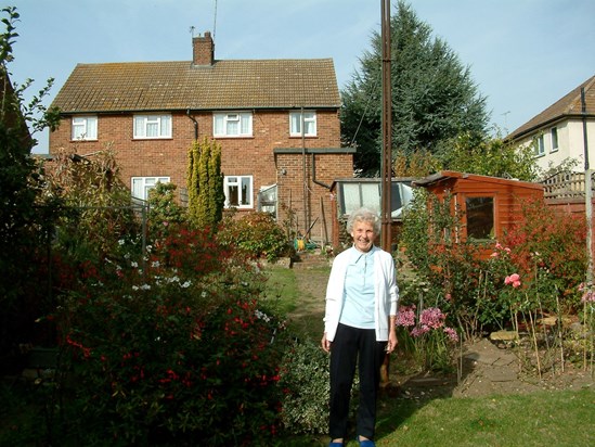 Gladys in her backyard, 2003