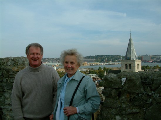 Alan and Gladys on Rochester Castle, 2003