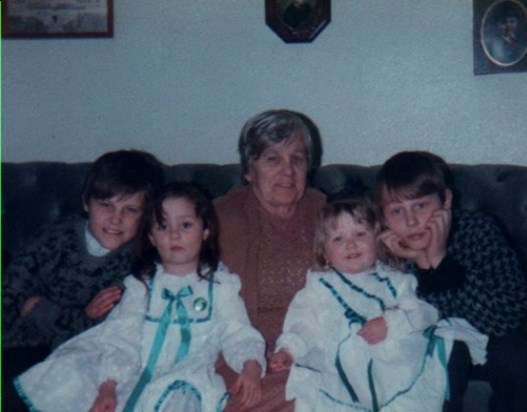 Mum (Lily) with my four children, Karl, Shaun, Sarah and Rachael, back in 1986