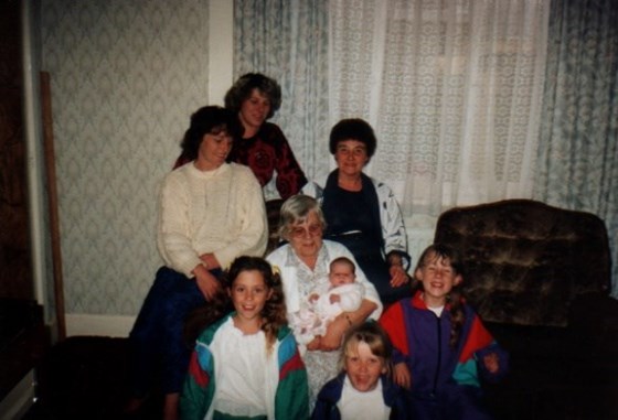 Mum, (Lily) with Daughters, Granddaughters and Great Granddaughters