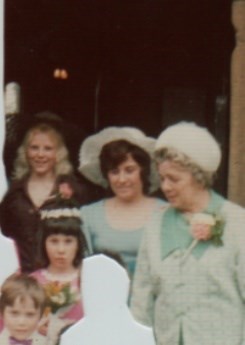 My Wedding Day, Mum with my sisters Margaret and Gillian. Grandchildren Tracey and Paul