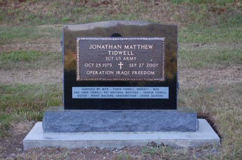 JONATHAN MATTHEW TIDWELL`S HEADSTONE 8/08 THE FRONT