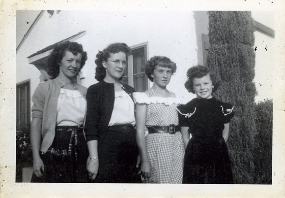 Sisters: Elsie, Barbara, MaryAnn, Dotti at Loma Linda, CA, December 1950