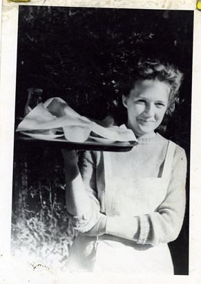 Barbara, 1947, working in the Loma Linda University kitchen