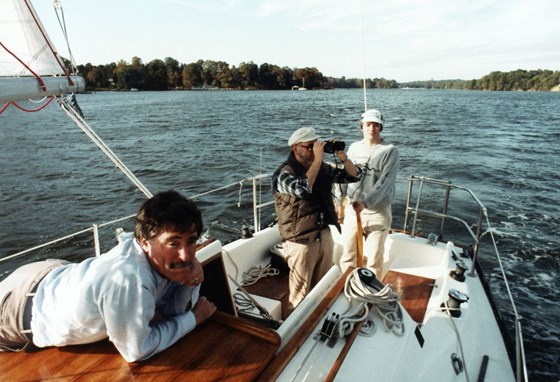 Sailing on Harry Youman's boat in the Chesapeake Bay in 1984 with Howard Cyr, Janusz and Tom Beer