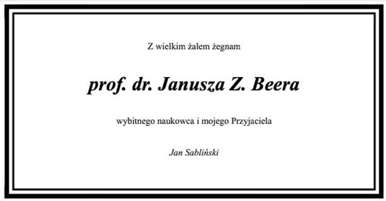 Nekrolog/Obituary from Jan Sablinski