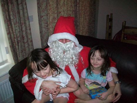 Twins and Santa, All the best STUART from dad Lisa and Leah