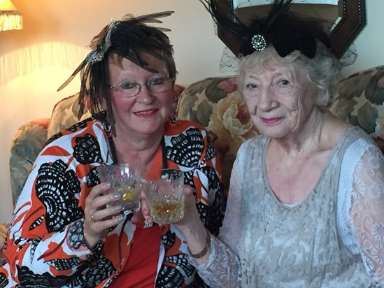 Always dressed for dinner! The lovely Dot and Susan.