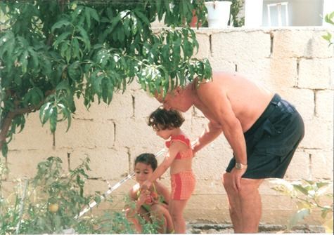 Dad, Angelica and Alexandra in Cyprus 1999