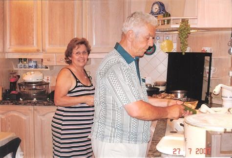 Dad & Thea preparing dinner for us in Cyprus  Aug. 2007