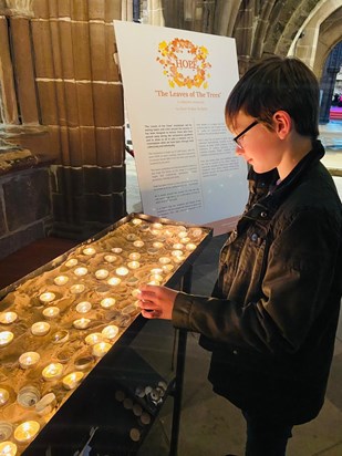 Your great grandson Ellis, lighting a candle for you at Chester Cathedral on Christmas Eve x