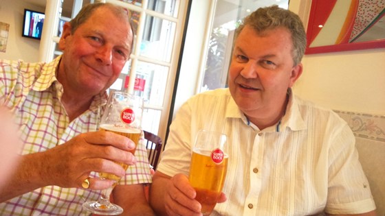 Michael & Nigel enjoying a beer in Portugal