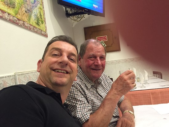Dad and Kevin enjoying a beer in Portugal