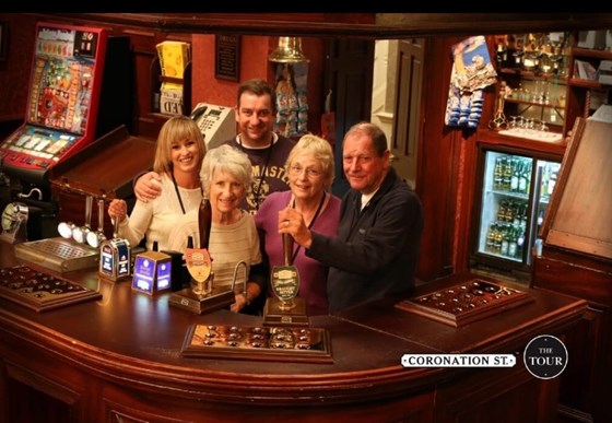 Pulling a pint in the Rovers Return, 2014