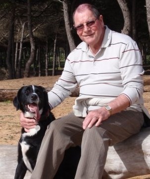 Michael with Katie in Portugal. A lovely man with a lovely dog