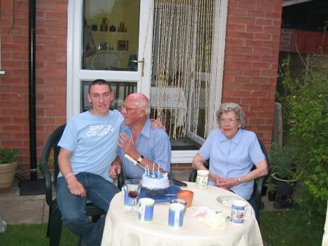 Stephen on his birthday a few years ago with his grandparents
