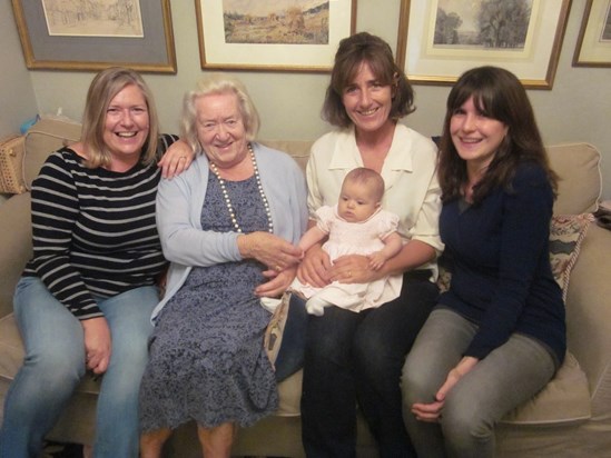 Susan, Mum, Alison holding her great-grandaughter Emmy & Gemma