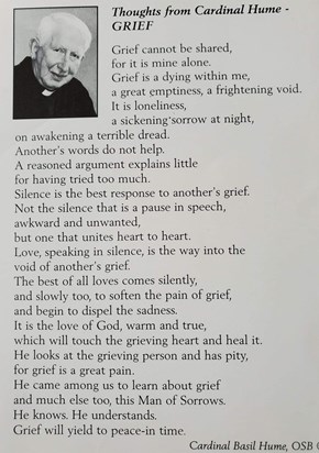 Grief - thoughts from Cardinal Hume