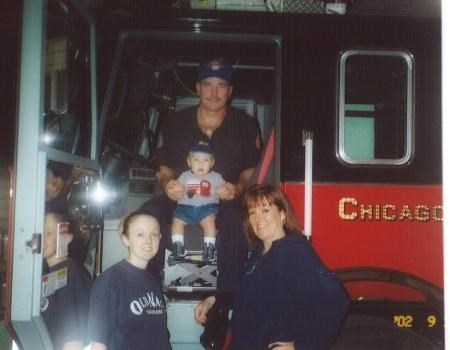 Jayden's first time with the family at the firehouse