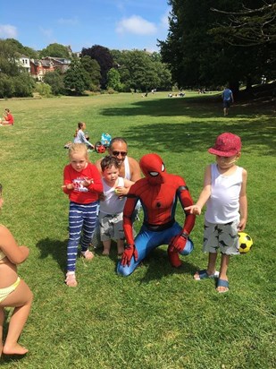 Spidey Meets Denny in the Park, Denny Shooting magic webs 