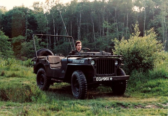 Kane in his Jeep first vehicle he restored & look at the freedom driving across the common 1985 ❤️