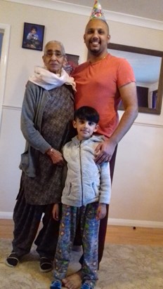 Bibi with Sanjit and her first great- grandson Avi