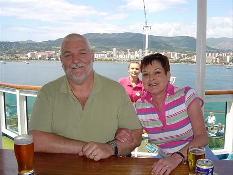 Angie and I off the coast of Italy on Island escape