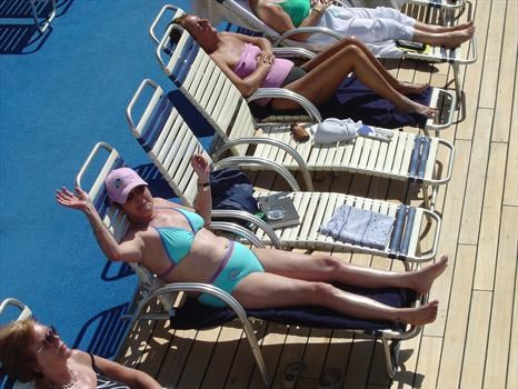 my Angie loved to sun tan on board Island Escape