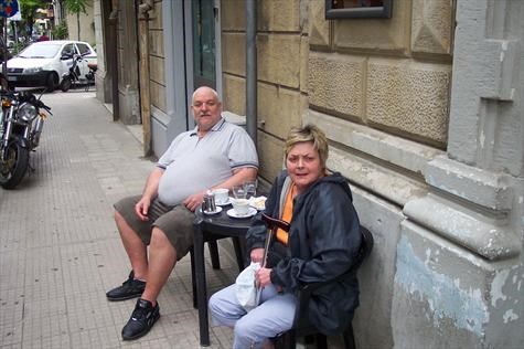waiting for a taxi at cafe in Messina Sicily