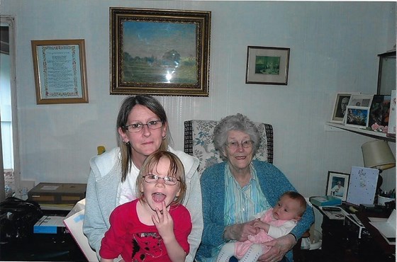 2010. Aged 90 years old. Joan, Kia, Jodie & Dyane.